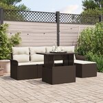vidaXL Ensemble de 6 Pièces de Canapé de Jardin avec Coussins Marron Polyrotin