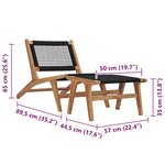 vidaXL Chaise longue avec repose-pied Bois de teck solide et corde
