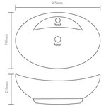 vidaXL Lavabo ovale à trop-plein Bleu foncé mat 58 5x39 cm Céramique