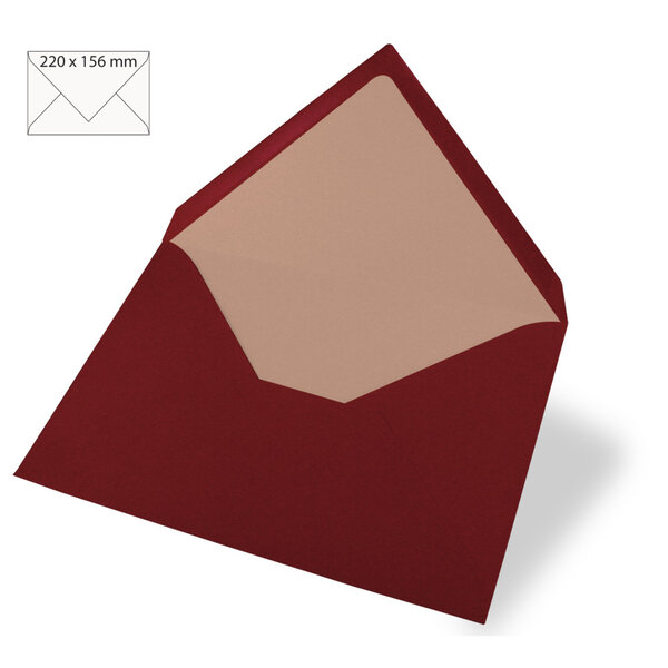 Enveloppe pour carte A5 Bordeaux 220x156mm 5 pièces