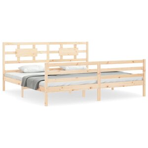 vidaXL Cadre de lit avec tête de lit 200x200 cm bois massif