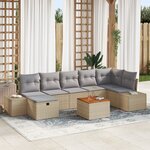 vidaXL Ensemble de canapés de jardin 8 pièces avec coussins beige en poly rotin