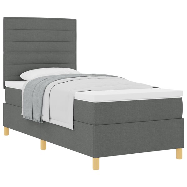 vidaXL Lit à ressort avec matelas gris foncé 100x200 cm en tissu