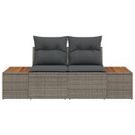 Sofa de jardin 2 places avec coussins gris en poly rotin