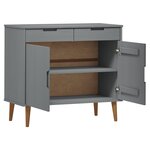 vidaXL Buffet MOLDE Gris 90x40x80 cm Bois massif de pin