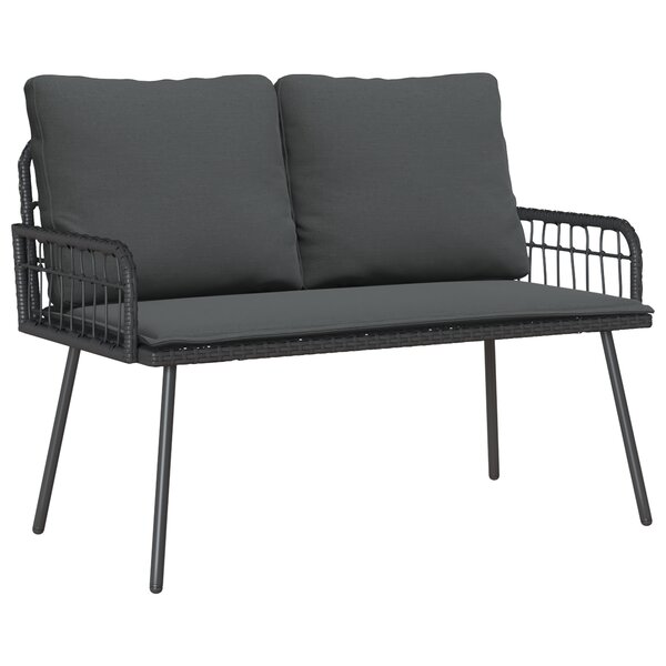 Banc de jardin vidaXL Noir 114x64x78 cm Poly Rattan