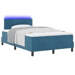 vidaXL Lit à ressorts avec matelas & LED Bleu foncé 120x190 cm Velours