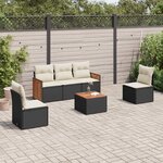 vidaXL Salon de jardin 6 Pièces avec coussins noir résine tressée