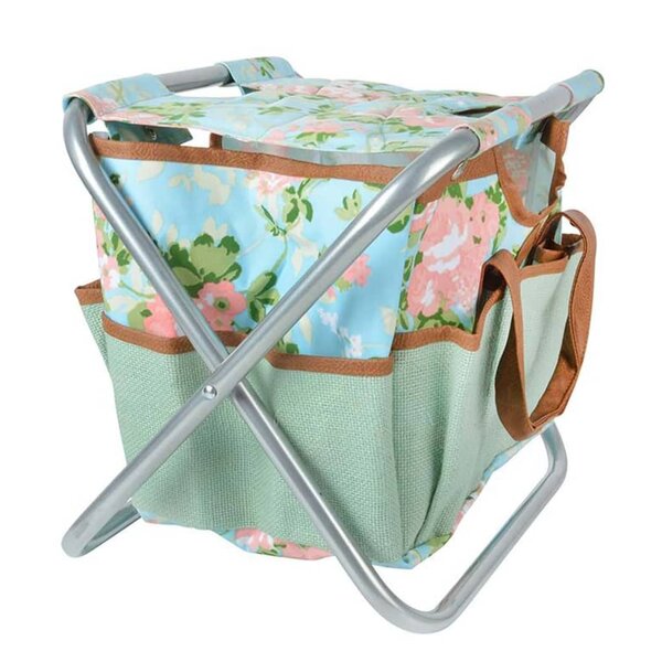 Esschert Design Tabouret porte-outils de jardinage Motif roses