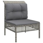 vidaXL Canapé central de jardin avec coussin Gris Résine tressée