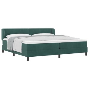 Lit à ressort vidaXL avec matelas vert foncé 200x200 cm en velours
