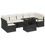 Ensemble de canapés de jardin vidaXL 8 pièces avec coussins Noir Poly Rattan