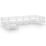 Salon de jardin meuble d'extérieur ensemble de mobilier 7 pièces bois de pin massif blanc 02_0017404