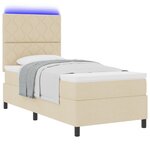 vidaXL Lit à ressorts avec matelas et lumière LED crème 90x200 cm en tissu