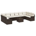 Ensemble de canapé de jardin en 10 pièces avec coussins gris poly rotin