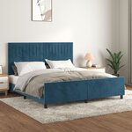 vidaXL Cadre de lit avec tête de lit Bleu foncé 180x200 cm Velours