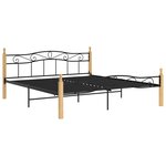 vidaXL Cadre de lit sans matelas noir métal bois chêne 200x200 cm