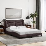 vidaXL Cadre de lit avec LED sans matelas marron foncé 120x200cm tissu