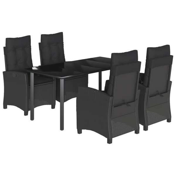 vidaXL Ensemble à manger de jardin coussins 5Pièces Noir Résine tressée