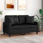 vidaXL Canapé 2 places avec oreillers décoratifs noir 120cm similicuir
