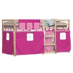 vidaXL Lit superposé avec rideaux rose 90x190 cm bois pin massif