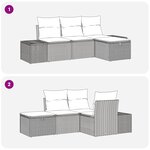 vidaXL Ensemble de Canapé de Jardin 4 Pièces avec Coussins Beige Poly Rotin