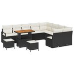 vidaXL Ensemble de Canapé de Jardin 12 Pièces avec Coussins en Rattan Noir
