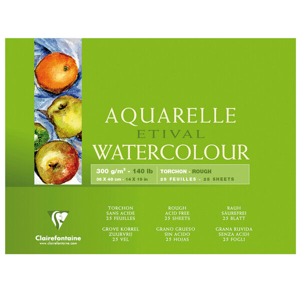 Bloc Etival 25F grain torchon 36x48 300g encollé 4 côtés CLAIREFONTAINE