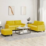 vidaXL Ensemble de canapés 3 Pièces avec coussins Jaune Velours