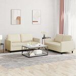 vidaXL Ensemble de canapés 2 Pièces avec coussins Crème Similicuir