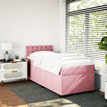 vidaXL Sommier à lattes de lit avec matelas Rose 90x190 cm Velours