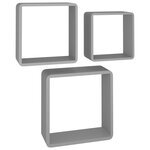 vidaXL Étagères murales sous forme de cube 3 Pièces Gris MDF