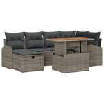 Ensemble de canapé de jardin 7 pièces vidaXL avec coussins Gris Poly Rotin