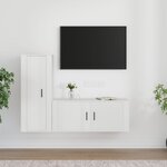 vidaXL Ensemble de meubles TV 2 Pièces blanc brillant bois d'ingénierie