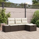 vidaXL Ensemble de 4 Canapés de Jardin avec Coussins en Rattan Poly Marron
