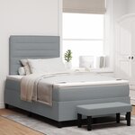 vidaXL Lit à ressorts avec matelas et banc gris clair 120x190 cm tissu