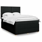 vidaXL Sommier à lattes de lit avec matelas Noir 140x200 cm Tissu