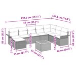 vidaXL Ensemble de canapé de jardin de 9 pièces avec coussins en rattan poly et acacia noir