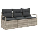 vidaXL Ensemble de canapé de jardin 3 pièces gris clair en poly rotin