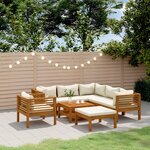 vidaXL Salon de jardin 8 Pièces avec coussin crème Bois d'acacia solide