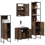 vidaXL Ensemble de meubles de salle de bain 4 Pièces Chêne fumé Bois