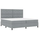 vidaXL Lit à ressorts avec matelas & lumière LED gris clair 200x200 cm en tissu