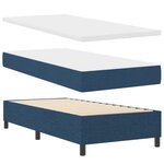 vidaXL Lit Box Spring avec Matelas & LED Bleu 90x200 cm Tissu