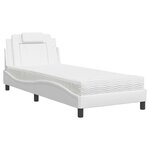 vidaXL Lit avec matelas blanc 90x190 cm similicuir