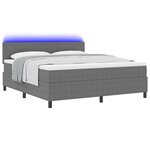 vidaXL Lit à Sommier avec Matelas & Lumière LED Gris Clair Super King en Tissu en Velours Côtelé