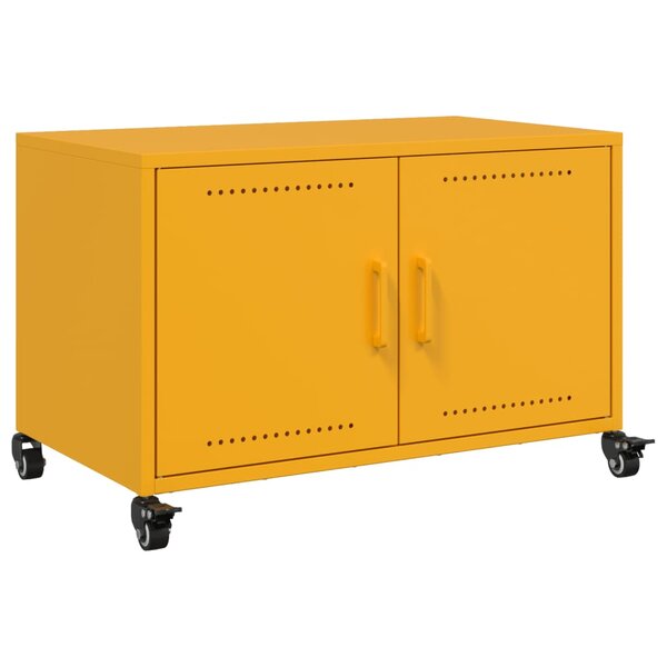 vidaXL Meuble TV jaune moutarde 68x39x43 5 cm acier laminé à froid