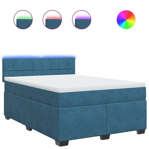vidaXL Sommier à lattes de lit et matelas bleu 140x200 cm velours