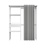EKIPA BARI Aménagement de placard avec rideau - Décor blanc - 1 tiroir - L 143,5 X P 48 X H 181,9 cm