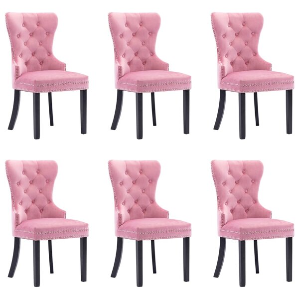 vidaXL Chaises à manger lot de 6 rose velours