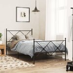 vidaXL Cadre de lit métal sans matelas avec pied de lit noir 100x190cm